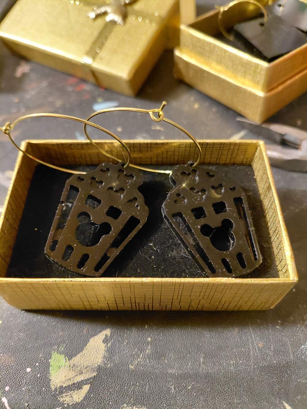 Black Popcorn Bucket Hoop Earrings - Women Jewelry Earrings